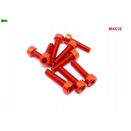 M4x16 aluminiowa śruba imbusowa din912 pomarańczowa śrubka aluminiowa m4