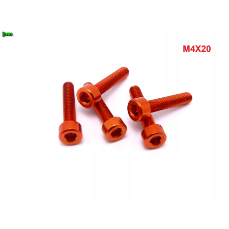 M4x20 aluminiowa śruba imbusowa din 912 śrubka pomarańczowa aluminiowa m4