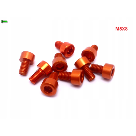 M5x8 aluminiowa śruba imbusowa din 912 śrubka aluminiowa pomarańczowa m5