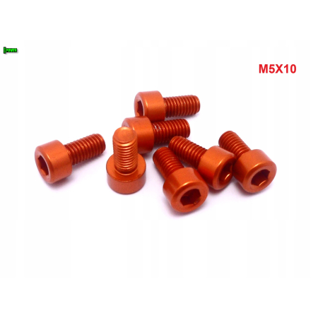 M5x10 aluminiowa śruba imbusowa din912 śrubka aluminiowa pomarańczowa m5
