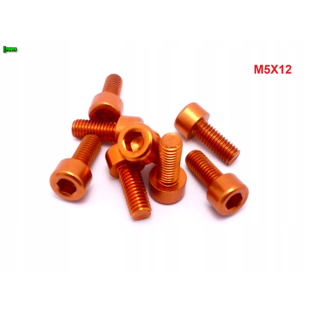 M5x12 aluminiowa śruba imbusowa din912 śrubka aluminiowa pomarańczowa m5