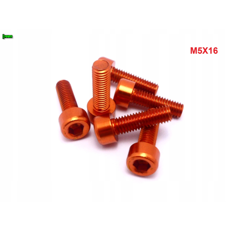 M5x16 aluminiowa śruba imbusowa din912 śrubka aluminiowa pomarańczowa m5