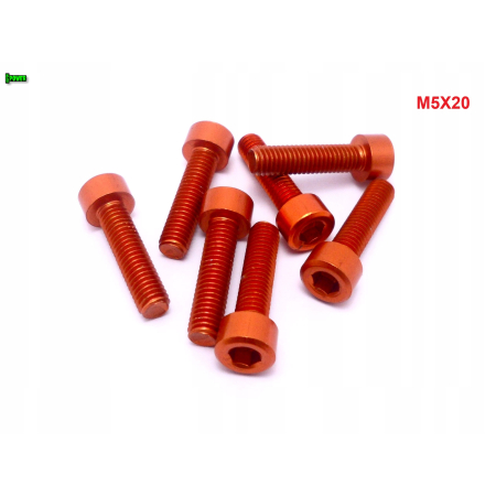 M5x20 aluminiowa śruba imbusowa din912 śrubka aluminiowa pomarańczowa m5