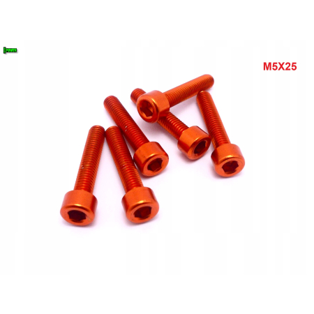 M5x25 aluminiowa śruba imbusowa din912 śrubka aluminiowa pomarańczowa m5
