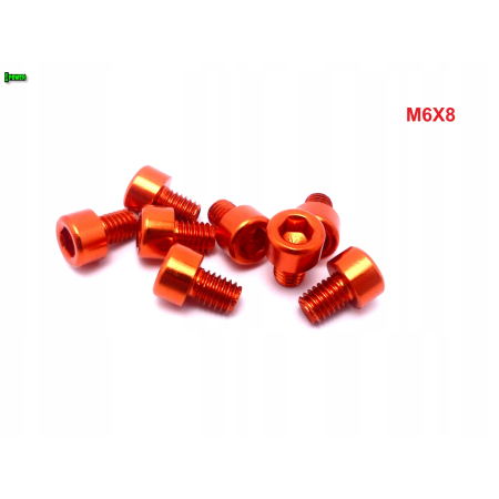 M6x8 aluminiowa śruba imbusowa din 912 śrubka aluminiowa pomarańczowa m6