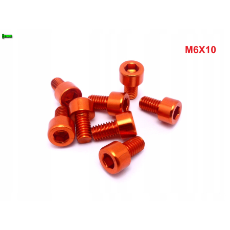 M6x10 aluminiowa śruba imbusowa din912 śrubka aluminiowa pomarańczowa m6