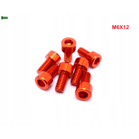 M6x12 aluminiowa śruba imbusowa din912 śrubka aluminiowa pomarańczowa m6