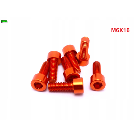 M6x16 aluminiowa śruba imbusowa din912 śrubka aluminiowa pomarańczowa m6