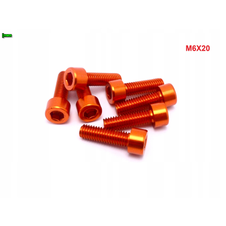 M6x20 aluminiowa śruba imbusowa din912 śrubka aluminiowa pomarańczowa m6