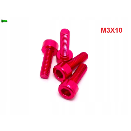 M3x10 aluminiowa śruba imbusowa din 912 śruba aluminiowa różowa m3x10