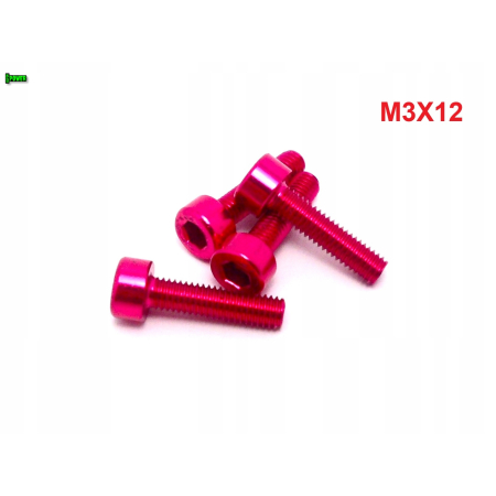 M3x12 aluminiowa śruba imbusowa din 912 śruba aluminiowa różowa m3x12