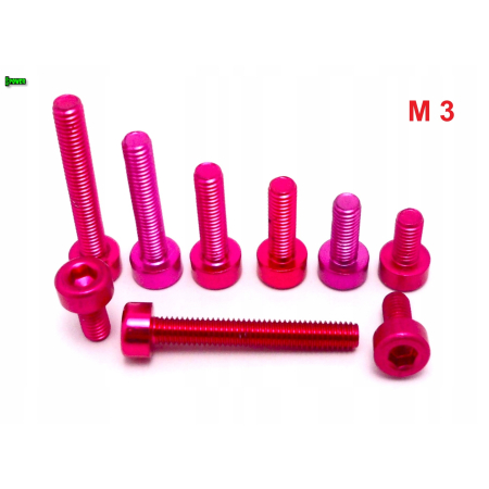 M3x12 aluminiowa śruba imbusowa din 912 śruba aluminiowa różowa m3x12