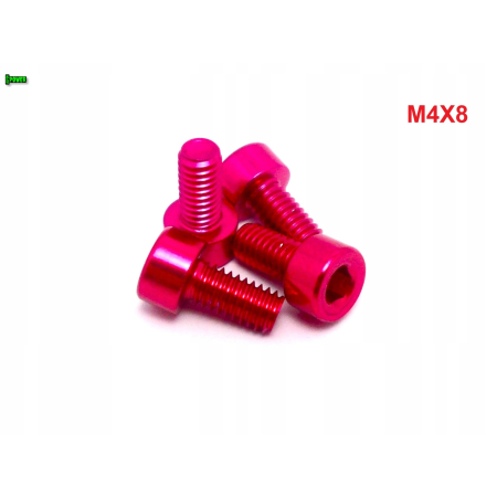 M4x8 aluminiowa śruba imbusowa din 912 śrubka aluminiowa różowa m4x8
