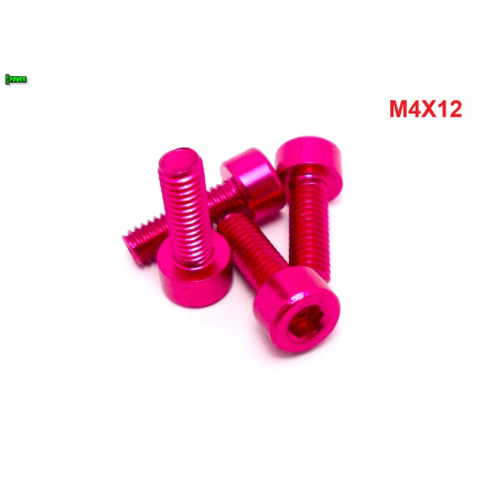 M4x12 aluminiowa śruba imbusowa din 912 śrubka różowa aluminiowa m4x12
