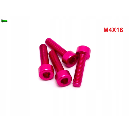 M4x16 aluminiowa śruba imbusowa din912 różowa śrubka aluminiowa m4x16