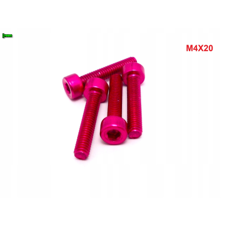 M4x20 aluminiowa śruba imbusowa din 912 śrubka różowa aluminiowa m4x20