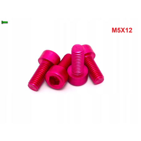 M5x12 aluminiowa śruba imbusowa din912 śrubka aluminiowa różowa m5x12