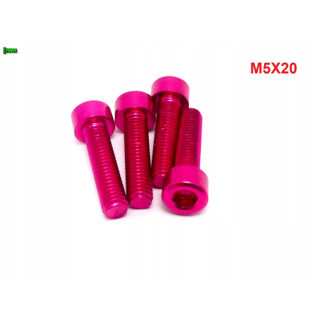 M5x20 aluminiowa śruba imbusowa din912 śrubka aluminiowa różowa m5x20