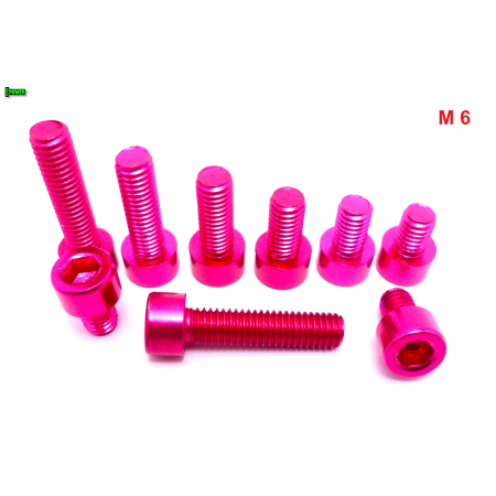M6x10 aluminiowa śruba imbusowa din912 śrubka aluminiowa różowa m6x10