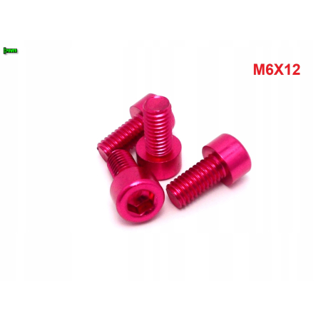 M6x12 aluminiowa śruba imbusowa din912 śrubka aluminiowa różowa m6x12
