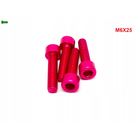 M6x25 aluminiowa śruba imbusowa din912 śrubka aluminiowa różowa m6x25