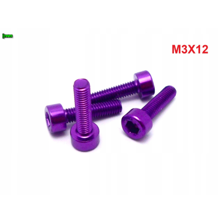 M3x12 aluminiowa śruba imbusowa din 912 kolorowa śruba aluminiowa fioletowa