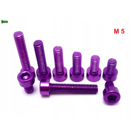 M5x12 aluminiowa śruba imbusowa din912 kolorowa śrubka aluminiowa fioletowa