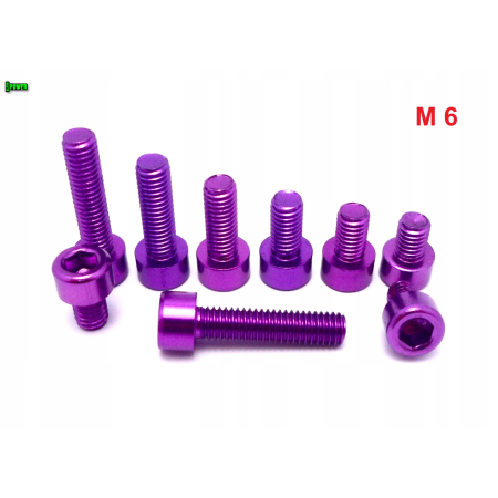 M6x16 aluminiowa śruba imbusowa din912 kolorowa śrubka aluminiowa fioletowa
