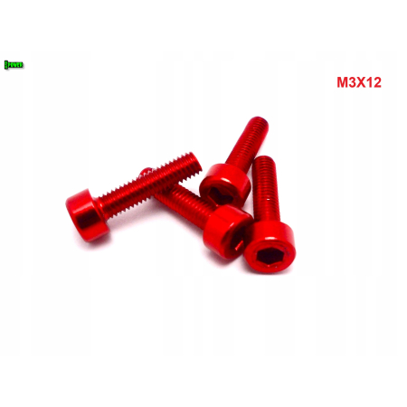 M3x12 aluminiowa śruba imbusowa din 912 kolorowa śruba aluminiowa czerwona