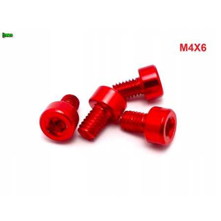 M4x6 aluminiowa śruba imbusowa din 912 kolorowa śrubka aluminiowa czerwona