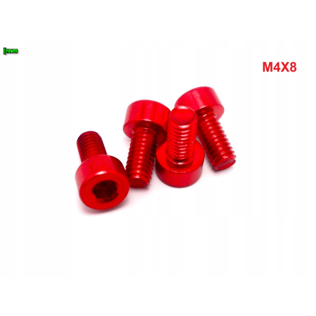 M4x8 aluminiowa śruba imbusowa din 912 kolorowa śrubka aluminiowa czerwona