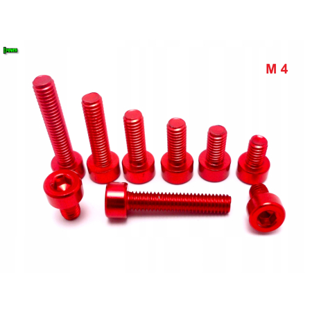 M4x12 aluminiowa śruba imbusowa din 912 kolorowa śrubka aluminiowa czerwona