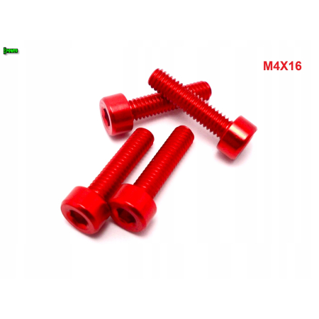 M4x16 aluminiowa śruba imbusowa din 912 kolorowa śrubka aluminiowa czerwona