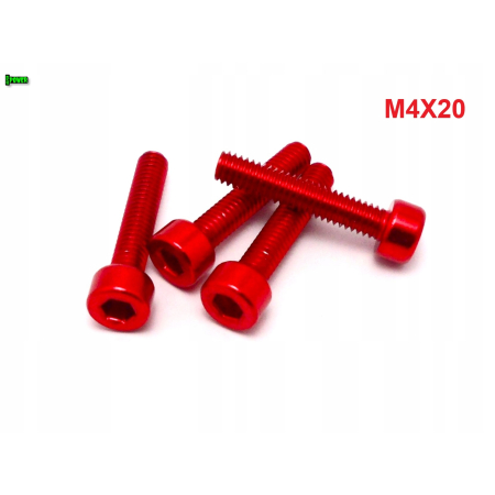 M4x20 aluminiowa śruba imbusowa din 912 kolorowa śrubka aluminiowa czerwona