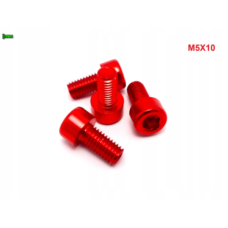 M5x10 aluminiowa śruba imbusowa din 912 kolorowa śrubka aluminiowa czerwona