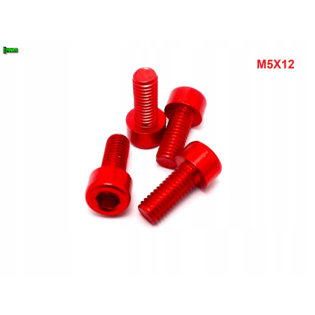 M5x12 aluminiowa śruba imbusowa din 912 kolorowa śrubka aluminiowa czerwona