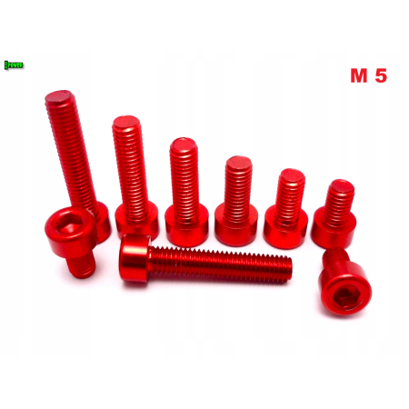 M5x12 aluminiowa śruba imbusowa din 912 kolorowa śrubka aluminiowa czerwona