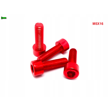 M5x16 aluminiowa śruba imbusowa din 912 kolorowa śrubka aluminiowa czerwona