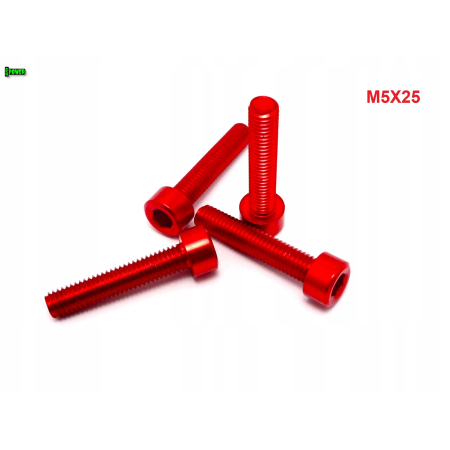 M5x25 aluminiowa śruba imbusowa din 912 kolorowa śrubka aluminiowa czerwona