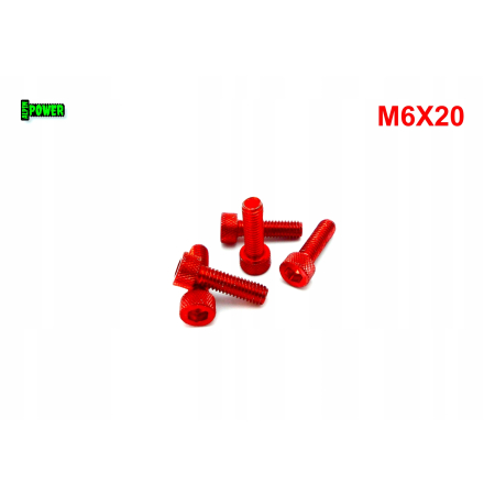 M6X20 ŚRUBA IMBUSOWA DIN 912 ISO 4762 ŚRUBA ALUMINIOWA M6 KOLOR CZERWONY