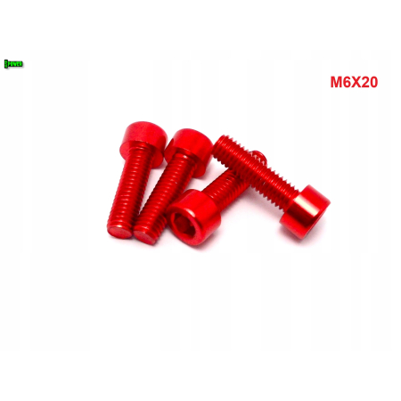 M6x20 śruba imbusowa din 912 iso 4762 śruba aluminiowa m6 kolor czerwony