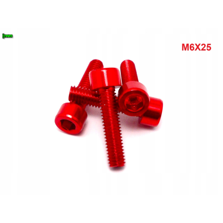 M6x25 aluminiowa śruba imbusowa din 912 kolorowa śrubka aluminiowa czerwona