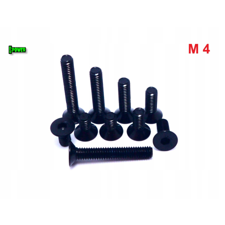 M4x8 śruba aluminiowa stożkowa imbus din 7991 śruba aluminiowa czarna