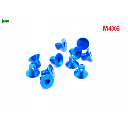 M4x6 śruba aluminiowa stożkowa imbus din 7991 śruba aluminiowa niebieska