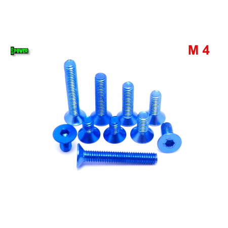 M4x8 śruba aluminiowa stożkowa imbus din 7991 śruba aluminiowa niebieska