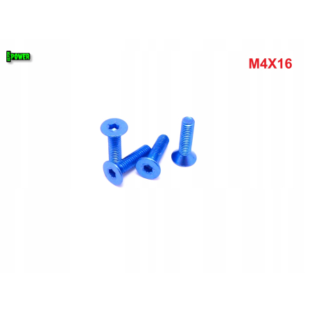 M4x16 śruba aluminiowa stożkowa imbus din 7991 śruba aluminiowa niebieska