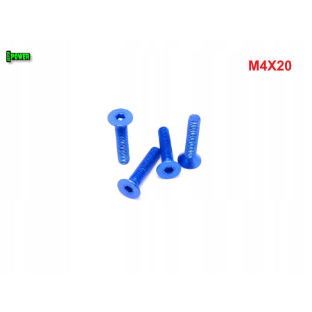 M4x20 śruba aluminiowa stożkowa imbus din 7991 śruba aluminiowa niebieska