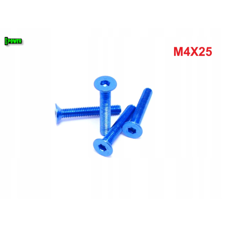 M4x25 śruba aluminiowa stożkowa imbus din 7991 śruba aluminiowa niebieska