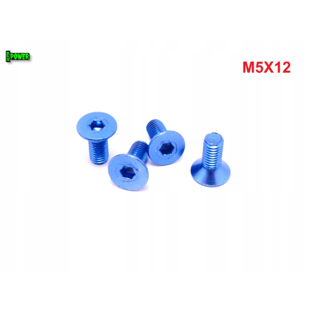 M5x12 śruba aluminiowa stożkowa imbus din 7991 śruba aluminiowa niebieska