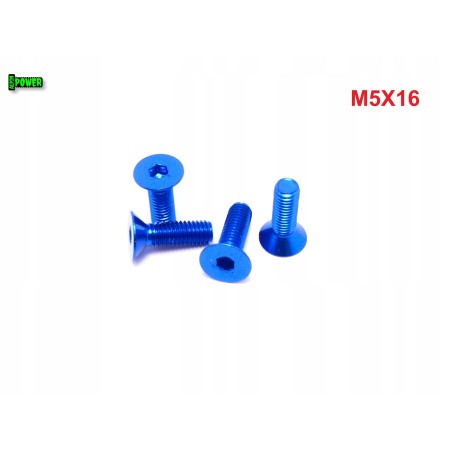 M5x16 śruba aluminiowa stożkowa imbus din 7991 śruba aluminiowa niebieska